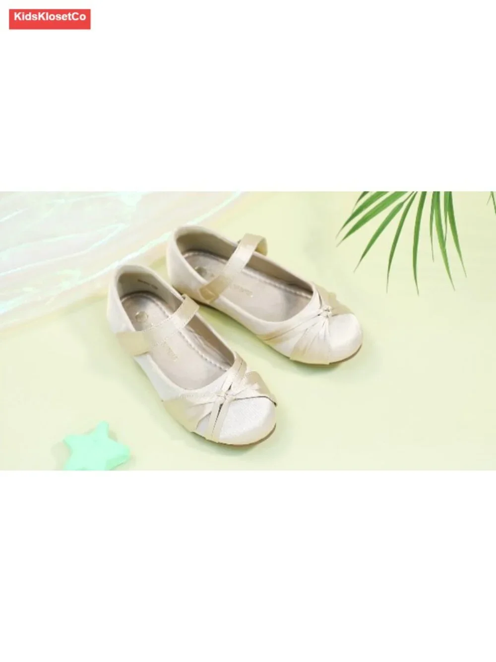 Flower Girl Mary Jane Ballet Flats, Round Toe Hook & Loop, Non-Slip Rubber Sole